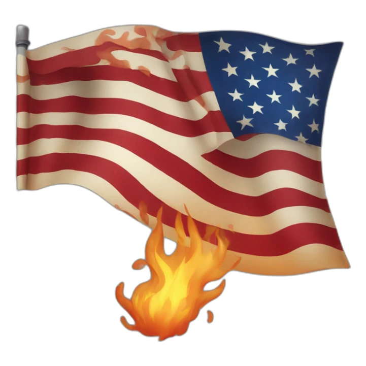 Flag of USA on fire sticker