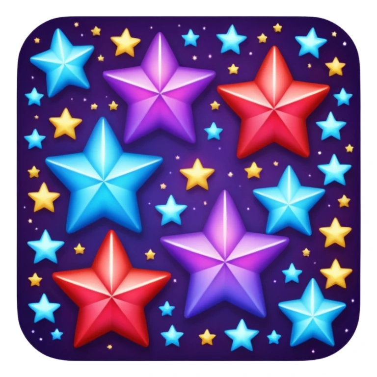 Sparkling shimmery red purple blue stars sticker