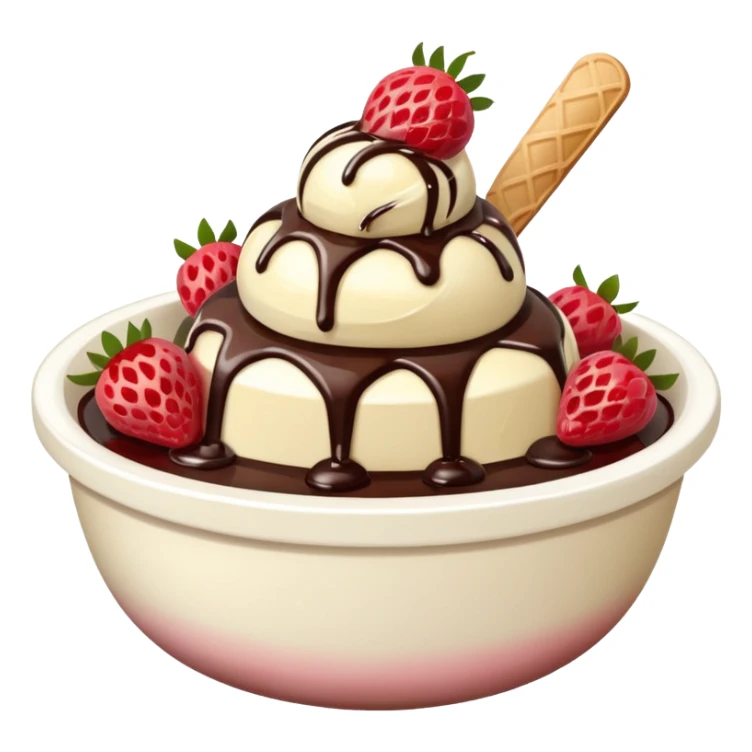 ice cream with fruits and chocolate sauce sticker