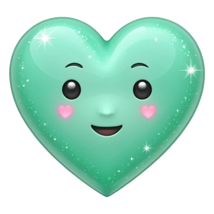 mint green heart with bright sparkles sticker
