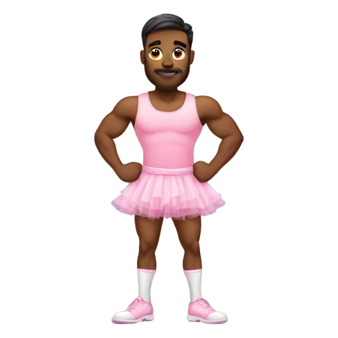 Nervous handsome buff male in pink tutu, full body sticker