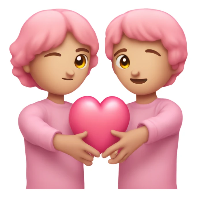 Lovers with heart pink pastel in hands sticker