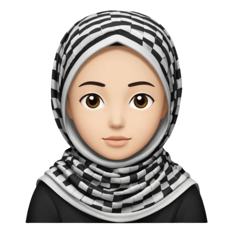 person emoji, black and white keffiyeh, simple style sticker