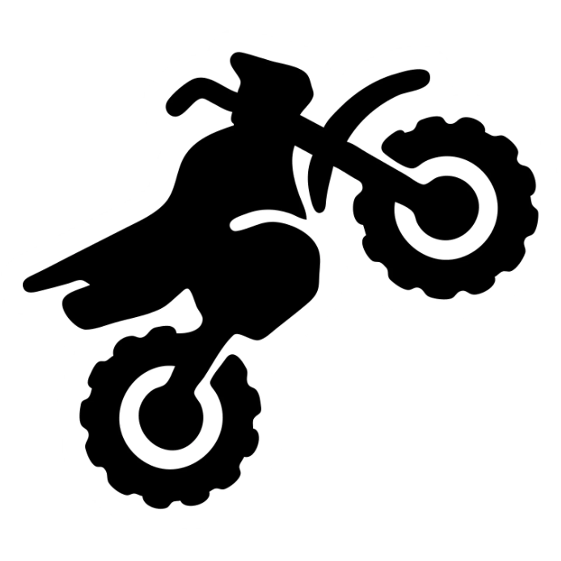 supermotard motorcycle doing a wheelie, solid black icon sticker