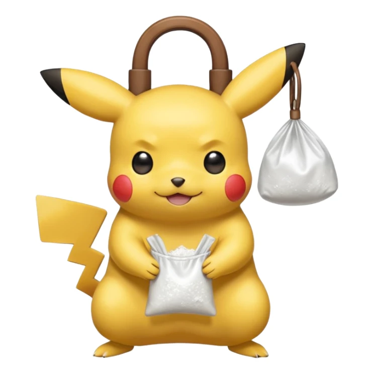 pikachu with transparent bag of white powder sticker