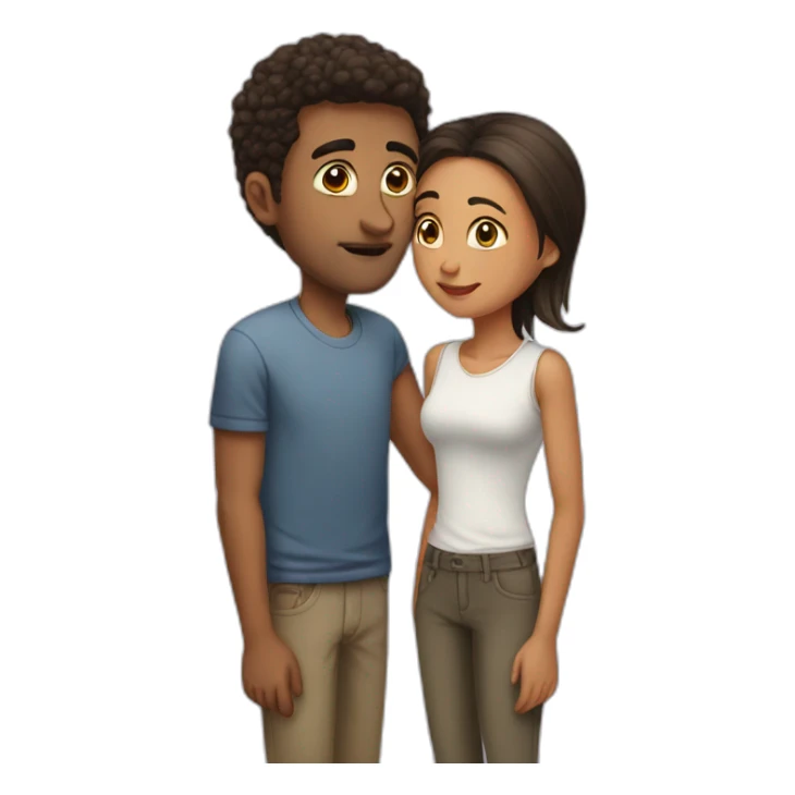 Tall guy and short girl kiss sticker