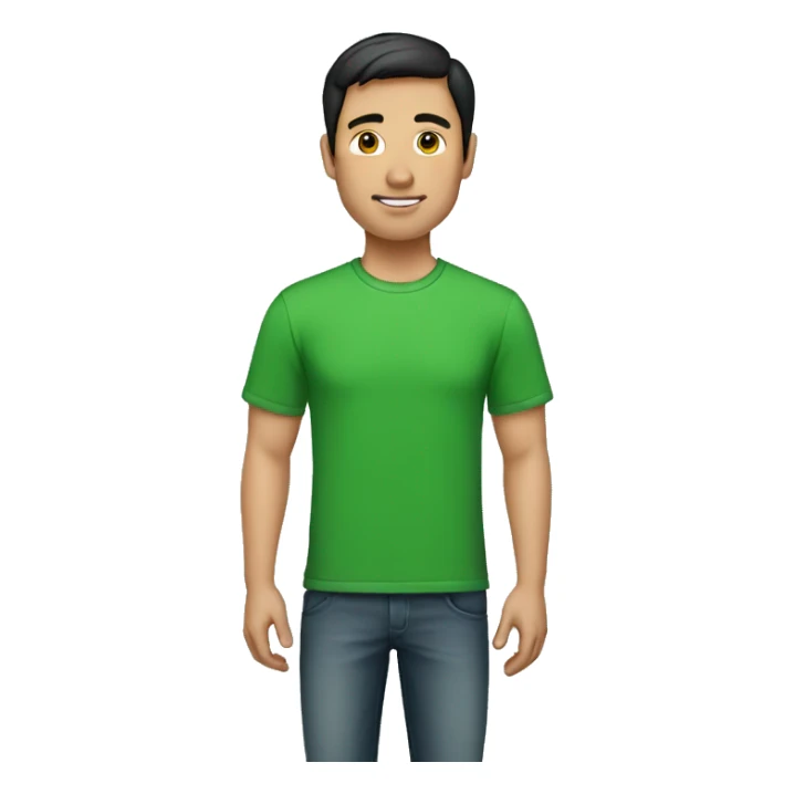Man with dark short hair green t-shirt sticker