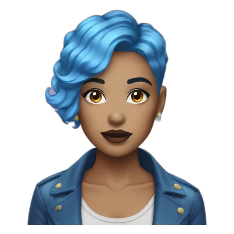 women with short blue hair and glitter makeup sticker