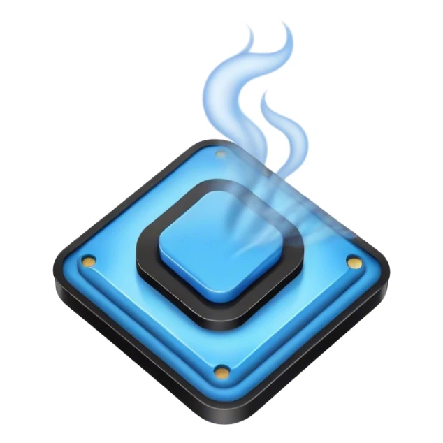 blue smoke coming out of a black microchip sticker