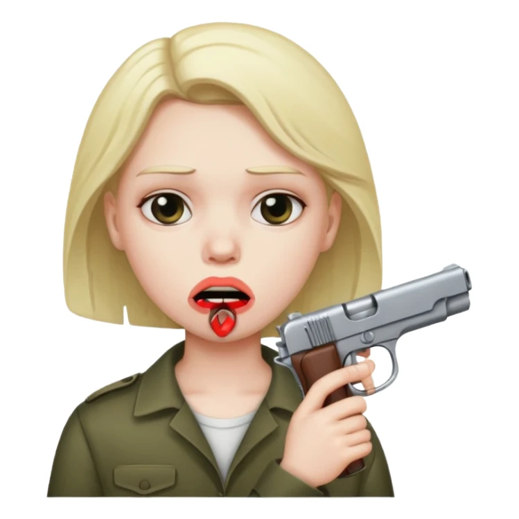 gun in sad emojis mouth sticker
