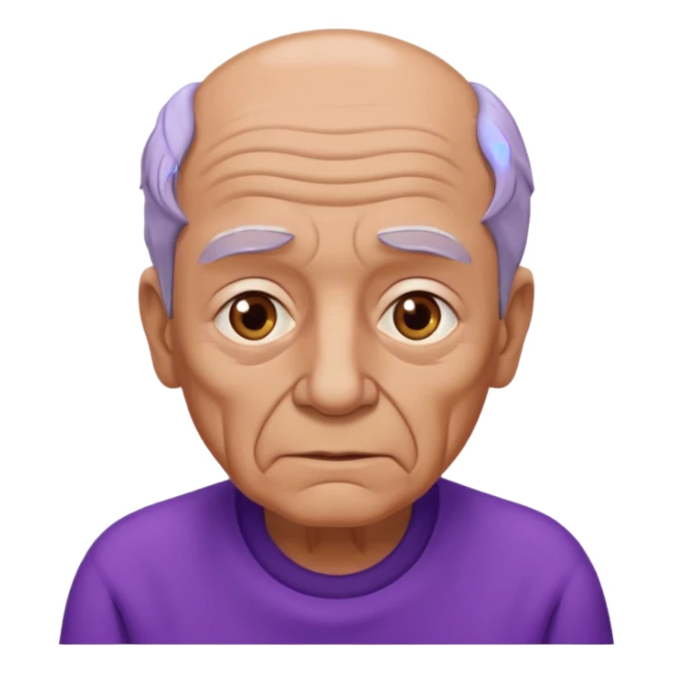 Abuelo hombre con ropa morada, ojos cafés, muchas arrugas sticker