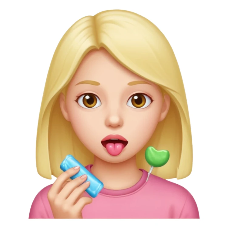 portrait of girl chewing gum sticker