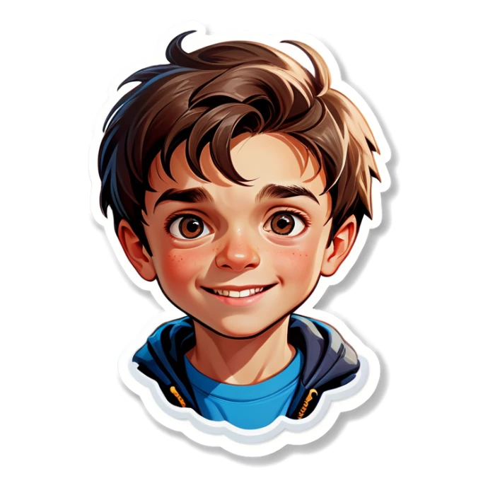 realistic portrait of a boy sticker