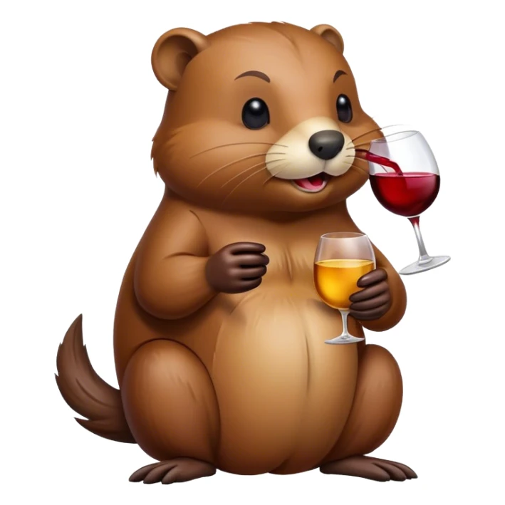 Beaver with wine sticker