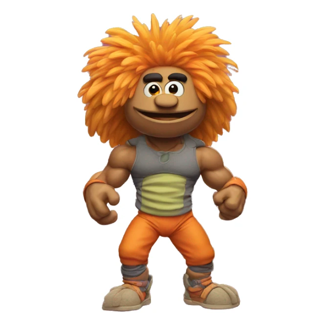 Detailed image of  fraggle rocks hot muscle trainer sunset colored sticker
