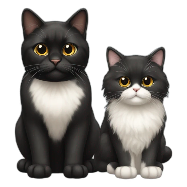 Black golden cat and white persian cat sticker