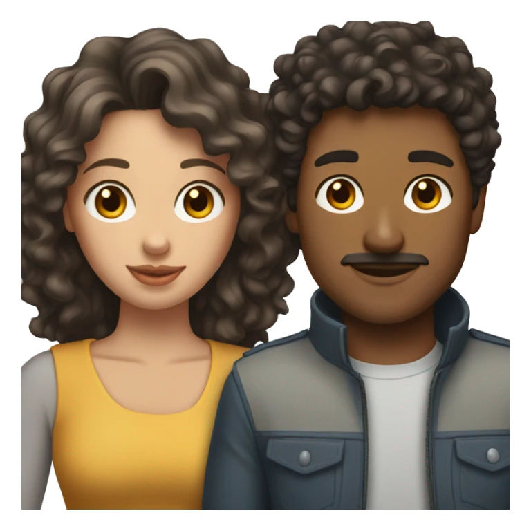 Brunette man and curly brunette woman with a husky sticker