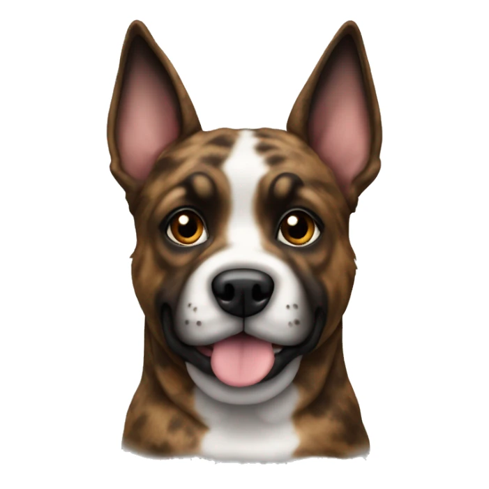 Brindle furry dog with brindle fur pointed ears  sticker