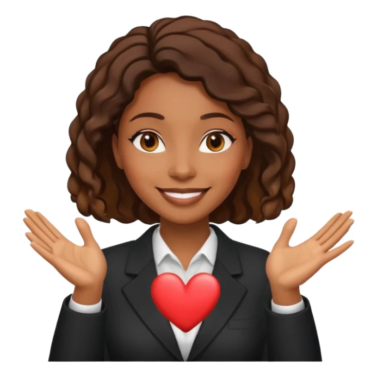 Black woman lawyer making hand hearts sticker