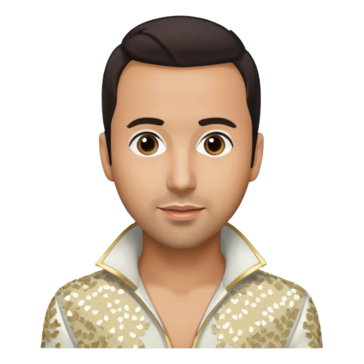Howie Dorough from Backstreet Boys with dark brown hair, ivory sequin outfit sticker