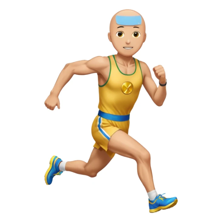 one punch man picking running a marathon with gold medal sticker