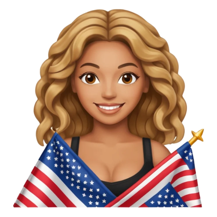 Beyonce with holding an american flag sticker