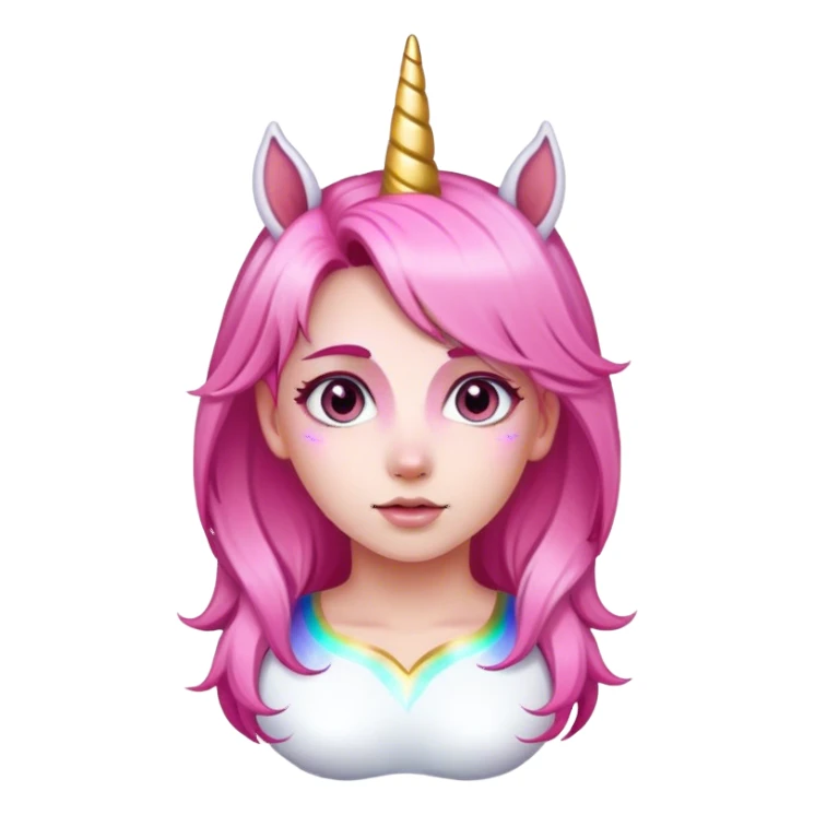 pink hair girl with a unicorn v sticker