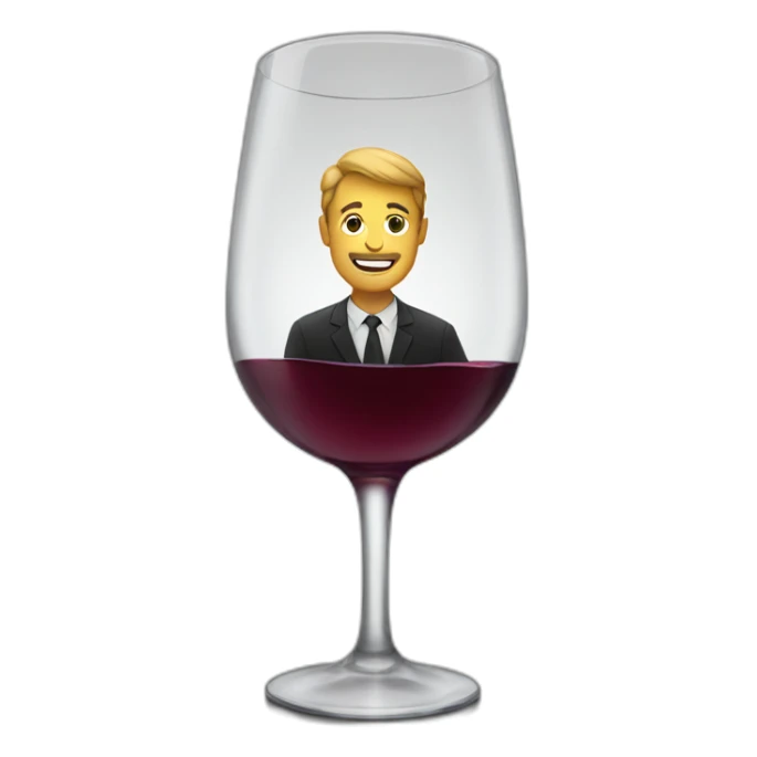 man inside a glass of wine sticker