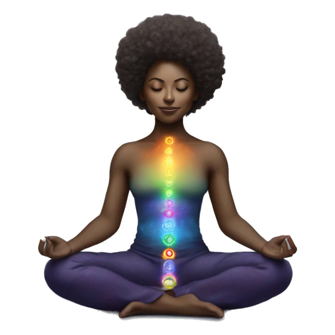 Galaxy Afro Meditating with all the chakras aligned and glowing  sticker