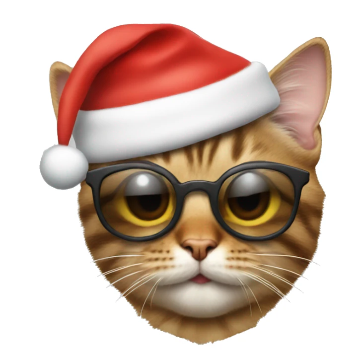 Tabby cat with Santa hat and round sunglasses sticker