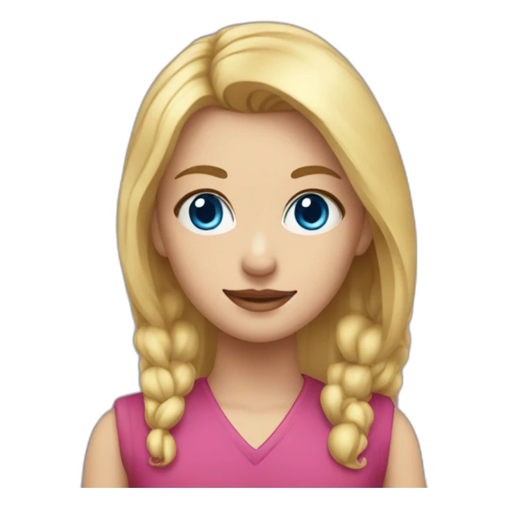 Girl with blond hair and blue eye. With red vial sticker