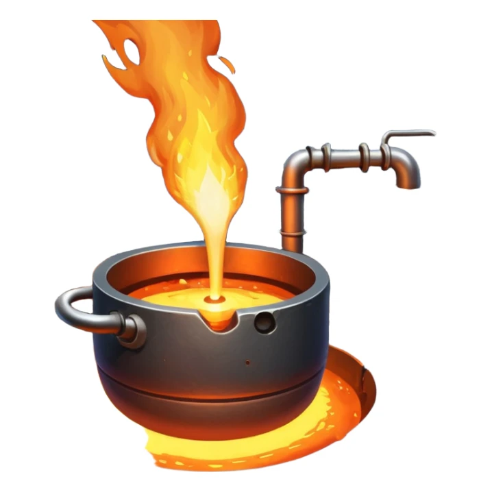 The crucible pours out metal, factory. sticker