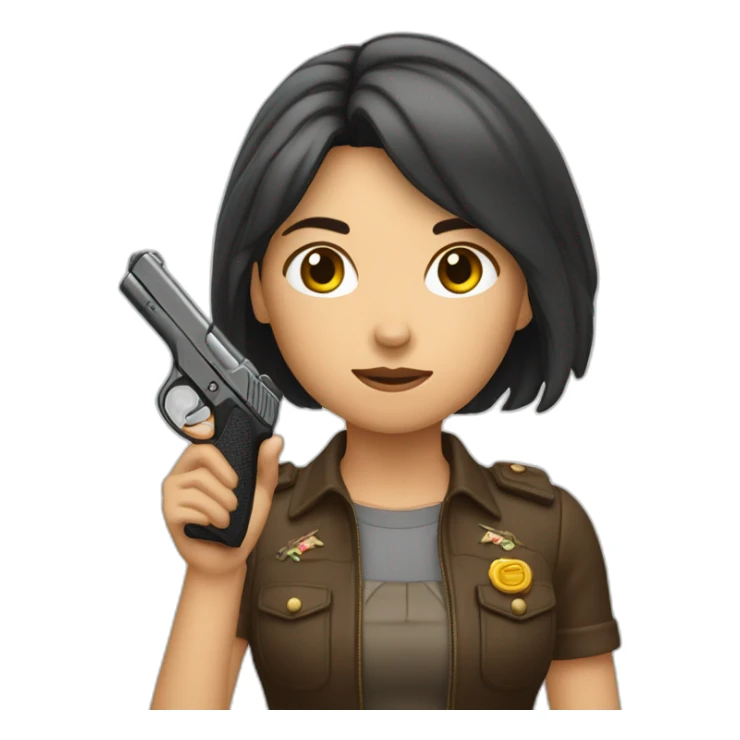 Une femme brune qui tient un pistolet sticker