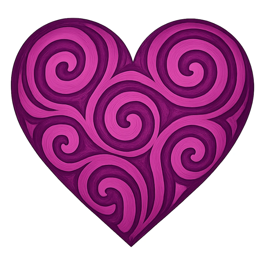 heart with a swirling magenta pattern, digital illustration, no background sticker