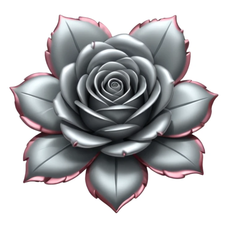 metallic gray chrome rose sticker