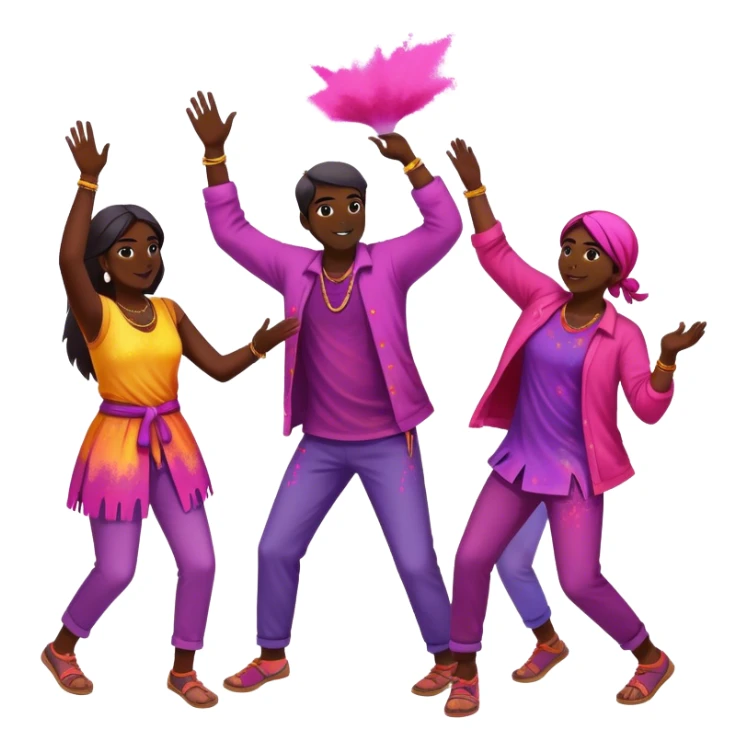 Holi celebration with family sticker