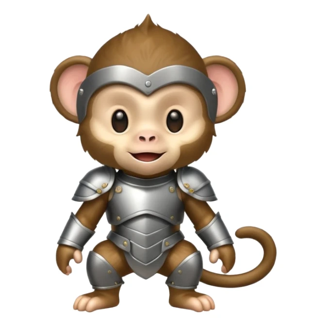baby monkey in armor, full body, smile sticker