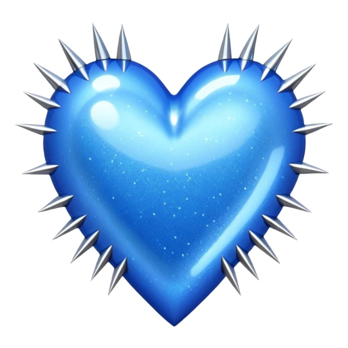 blue glittery heart with chrome spikes sticker