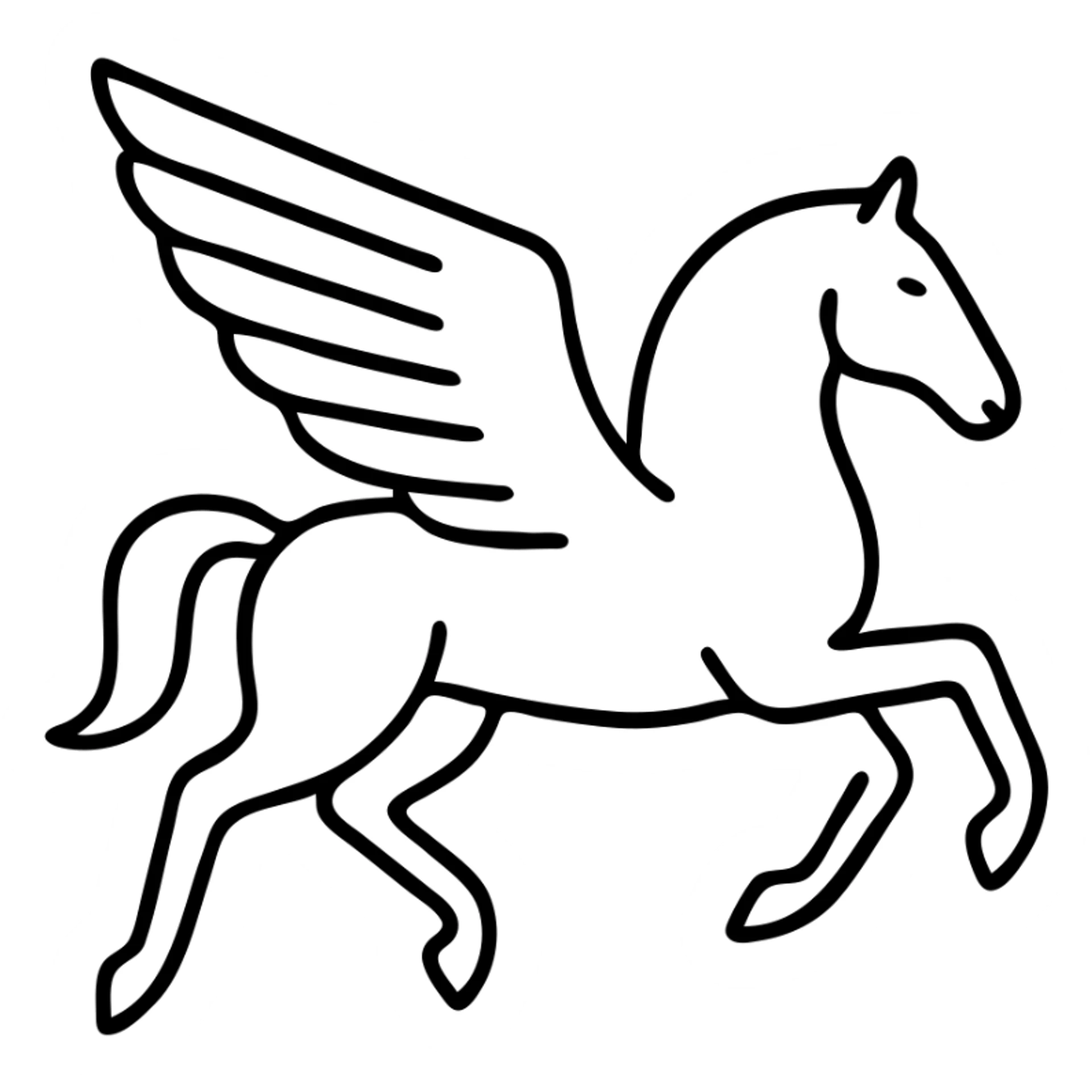 Elegant Pegasus with wings outstretched, flying horse in profile view sticker