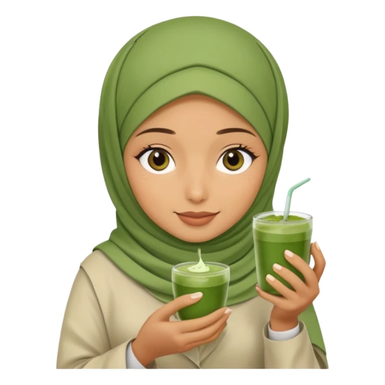 Hijabi holding a matcha in her hand sticker