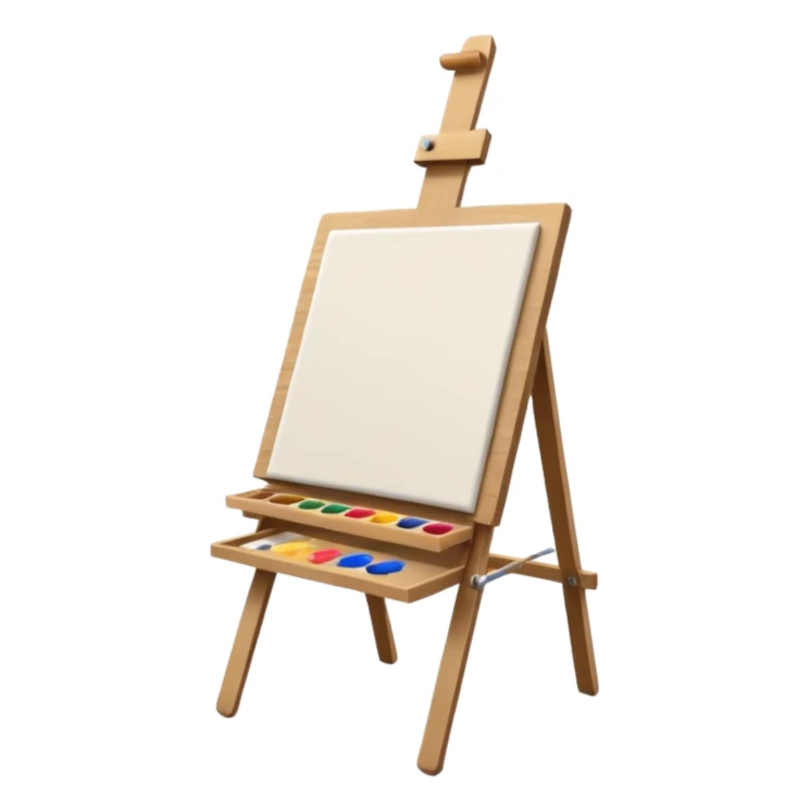 drawing board easel with canvas and paintbrush sticker