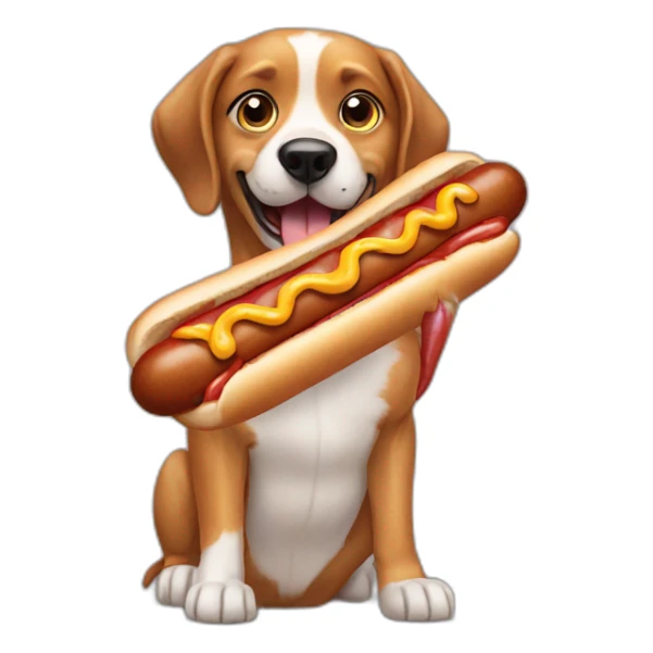 Dog eating an Hotdog  sticker