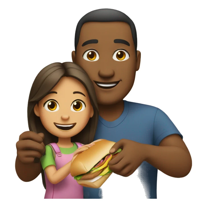 Dad giving his daughter a subway sandwich   sticker