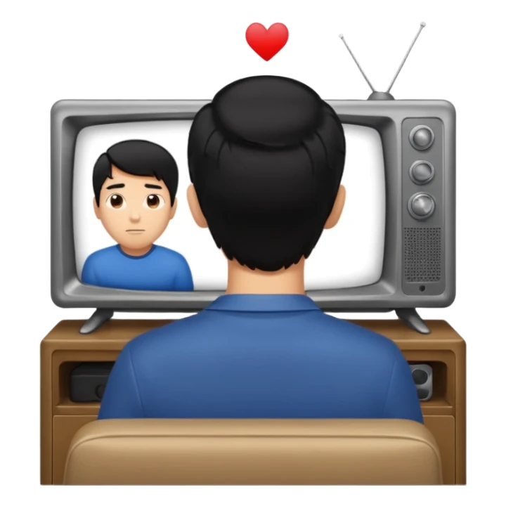 man with black hair seen from behind watching television sticker
