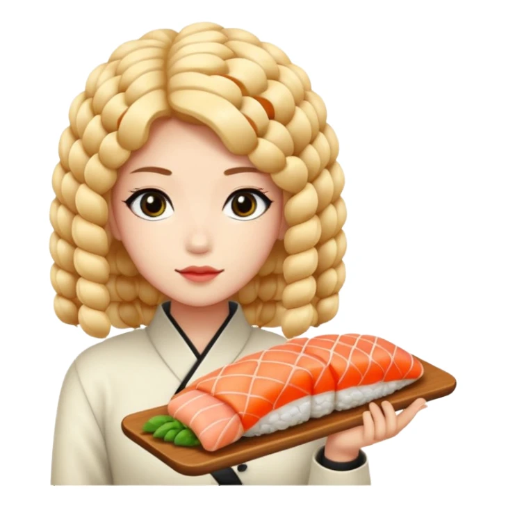 un coreano di 18 anni con sushi con il pizzetto capelli ricci e lunghi sciolti  neri con un IQOS in mano  sticker