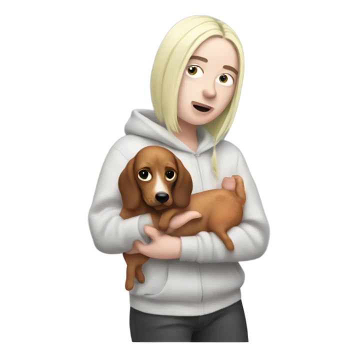 billie eilish holding a wiener dog sticker