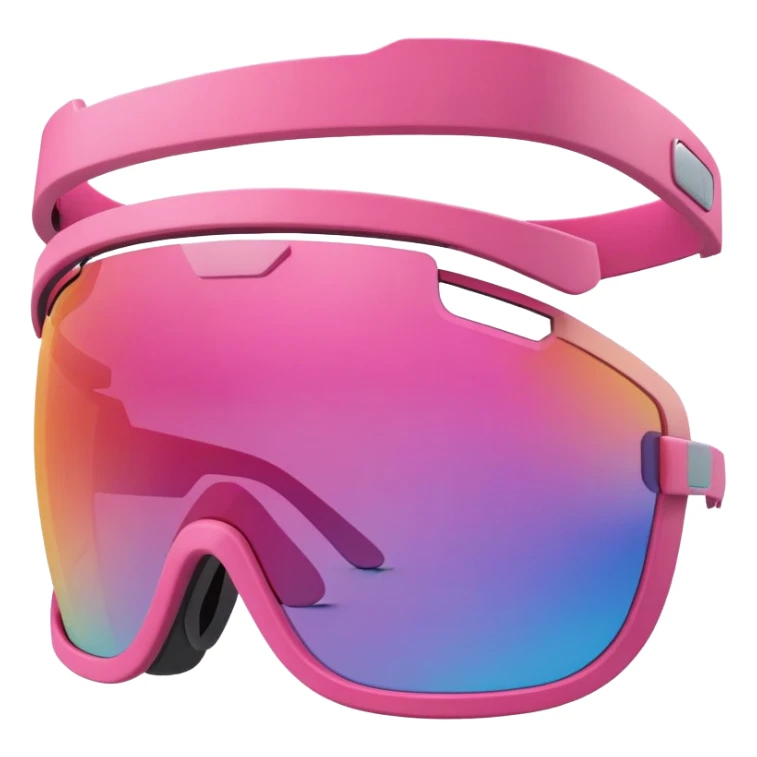 sporty pink shield visor sunglasses with thick layered frame, multi-level chunky design, substantial build, one-piece lens with color gradient sticker