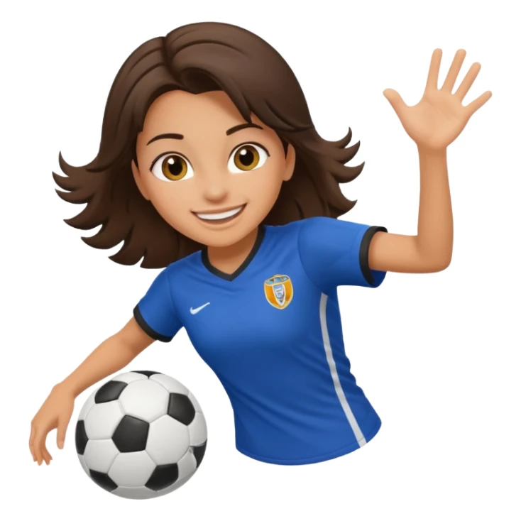 brunette soccer girl, smiling, in action sticker