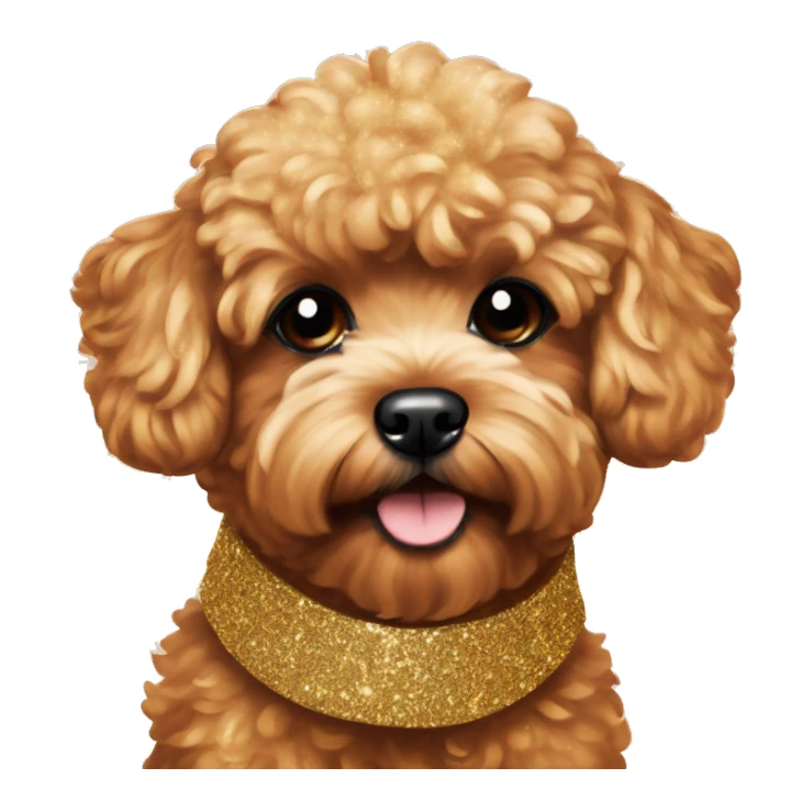 Red maltipoo with gold glitter garland around his neck sticker