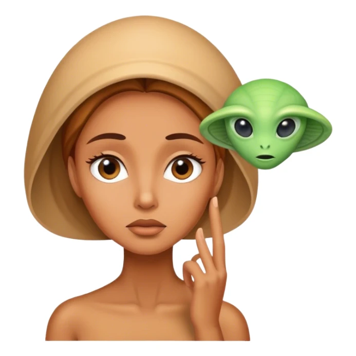 woman thinking of aliens sticker